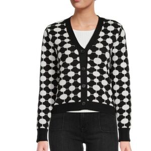 RENEE C. Black And White Geometric Print Cardigan Size XL Excellent Condition!